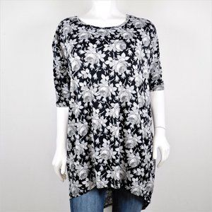 LuLaRoe Black and White Floral Tunic Top M NWT
